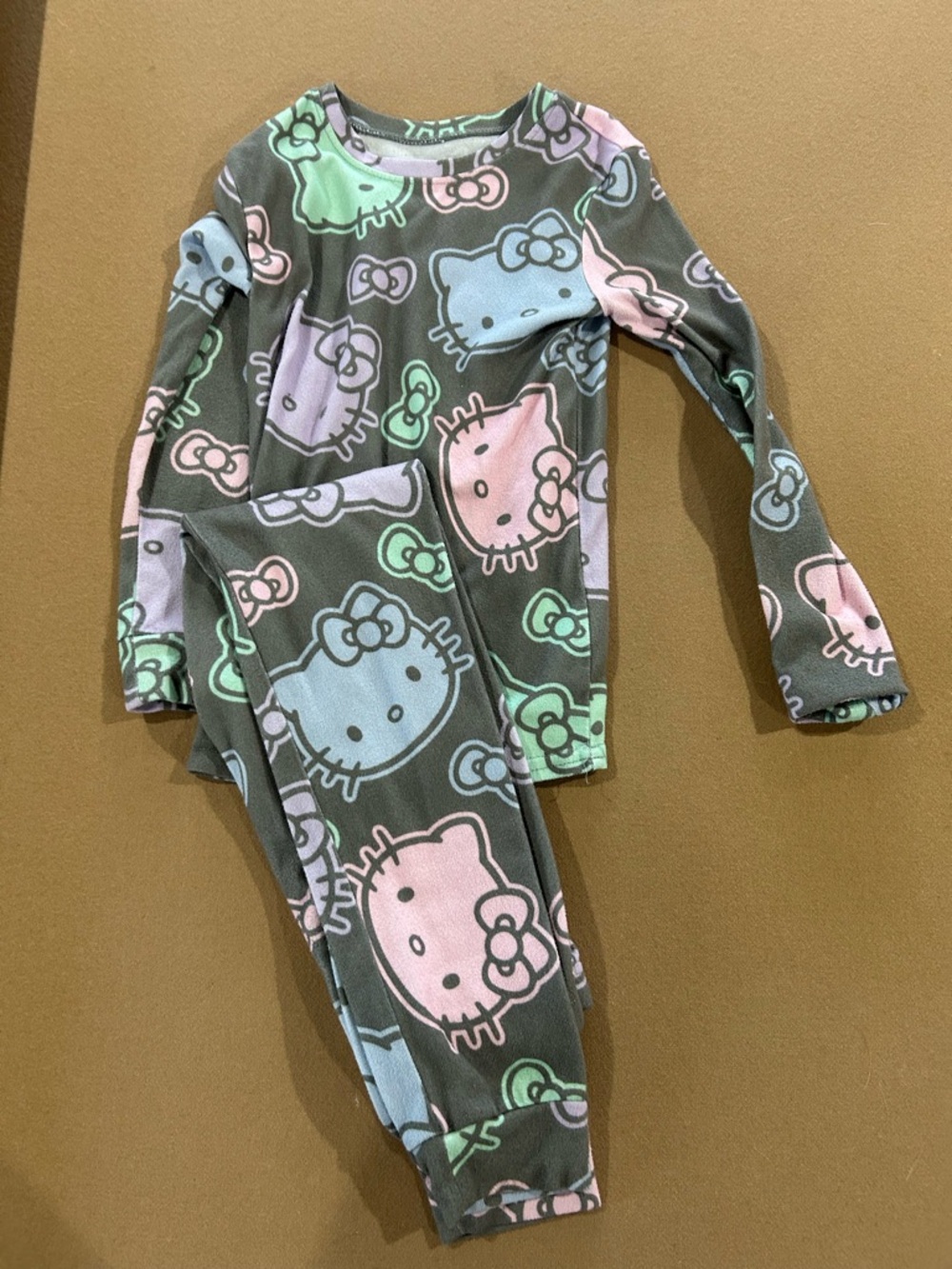Hello Kitty Gray Pajama Set with Pastel Pink, Blue & Mint Accents